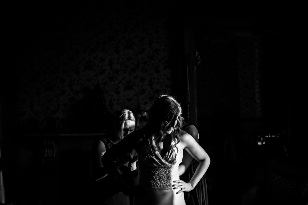 black and white bridal prep strong light 
